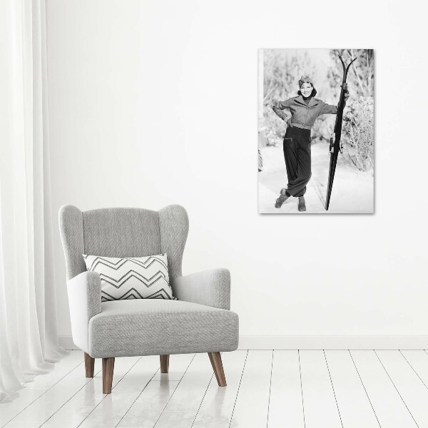 Staand foto in plexiglas Vrouw met ski's