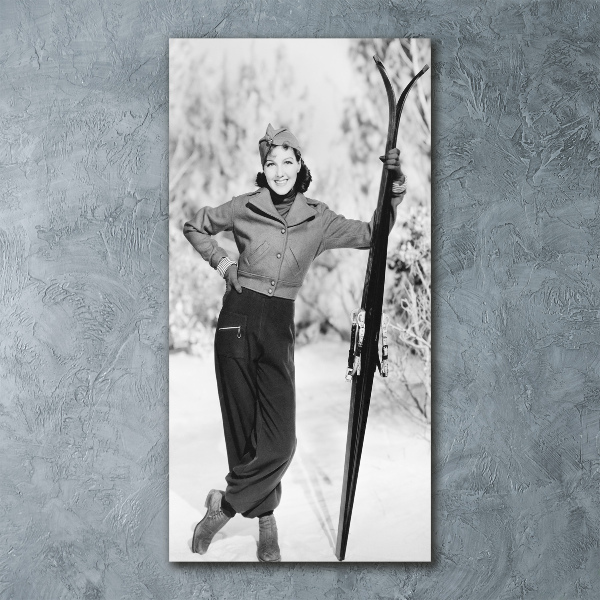 Staand foto in plexiglas Vrouw met ski's