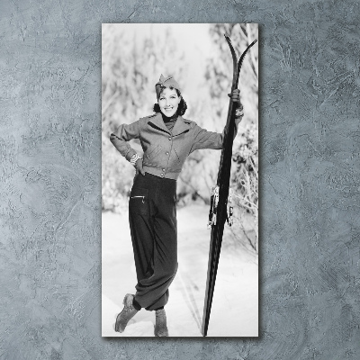 Staand foto in plexiglas Vrouw met ski's