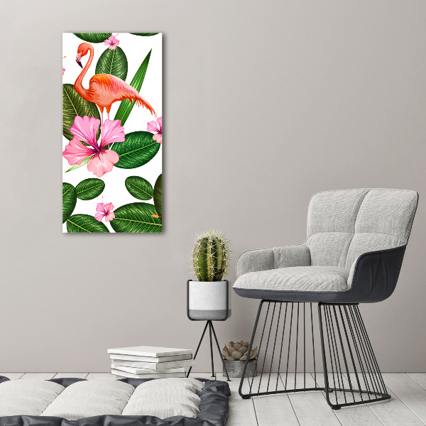 Staand foto in plexiglas Flamingo's en bloemen