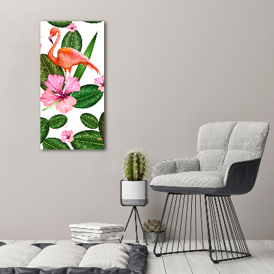 Staand foto in plexiglas Flamingo's en bloemen