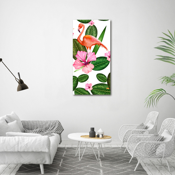 Staand foto in plexiglas Flamingo's en bloemen