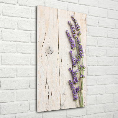 Staand foto op plexiglas Lavendel op hout