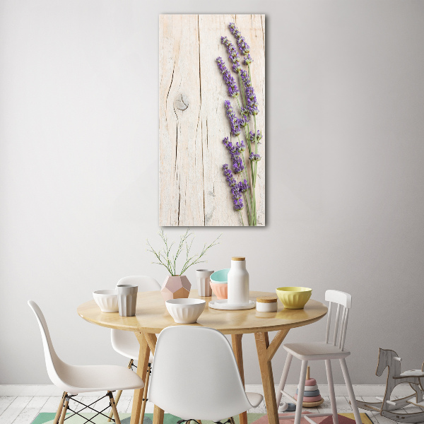 Staand foto op plexiglas Lavendel op hout