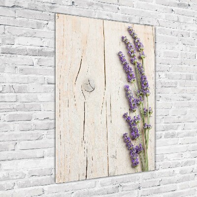 Staand foto op plexiglas Lavendel op hout