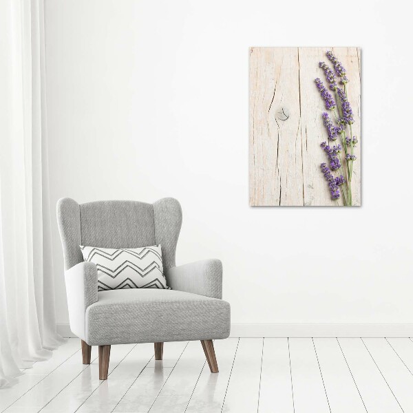 Staand foto op plexiglas Lavendel op hout