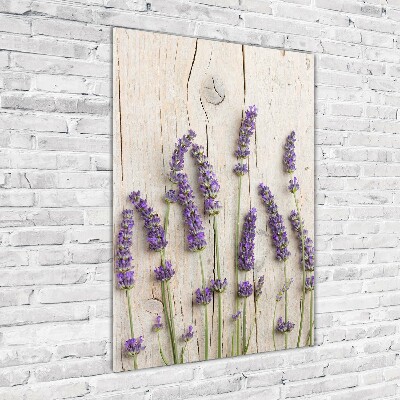 Staand foto op plexiglas Lavendel op hout