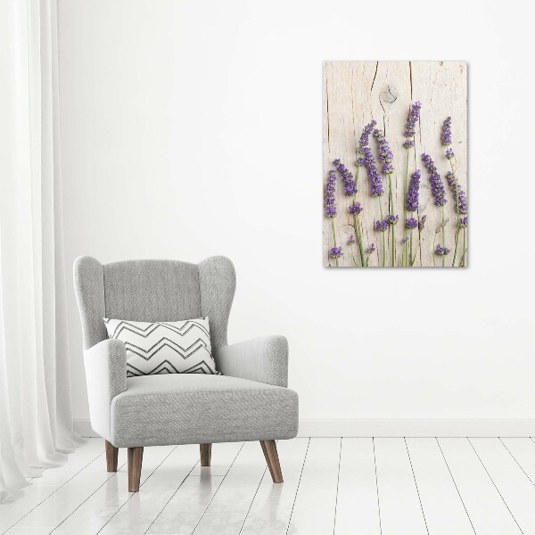 Staand foto op plexiglas Lavendel op hout