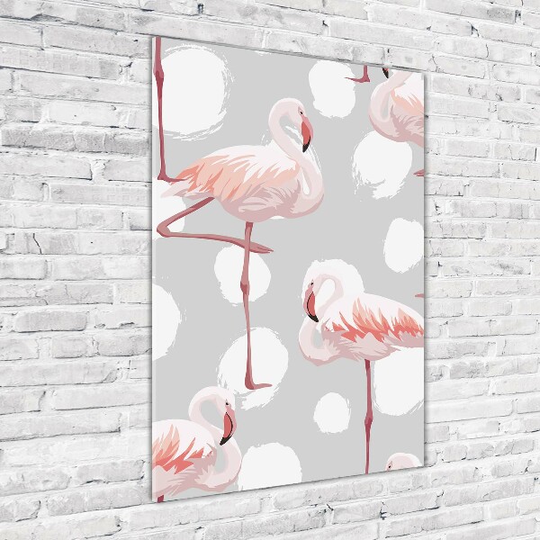 Staand foto op plexiglas Flamingo's en stippen