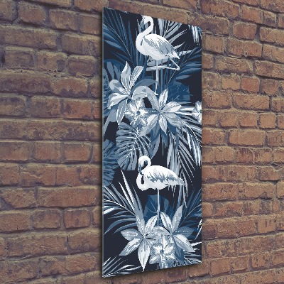 Staand plexiglas foto Bloemen en flamingo's