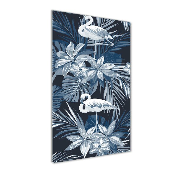 Staand plexiglas foto Bloemen en flamingo's