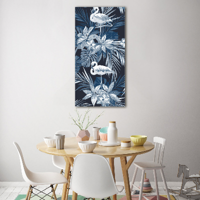 Staand plexiglas foto Bloemen en flamingo's