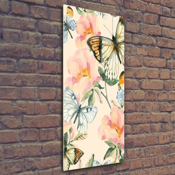 Staand plexiglas foto Rozen en vlinders