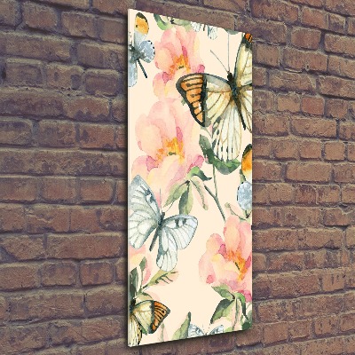 Staand plexiglas foto Rozen en vlinders