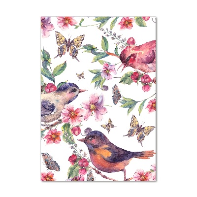 Staand plexiglas foto Vogels, vlinders, bloemen