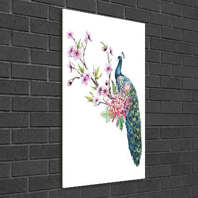 Staand foto op plexiglas Pauw en bloemen