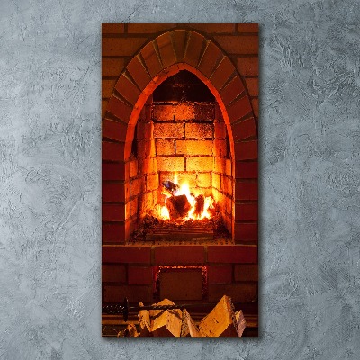 Foto obraz akryl pionowy Ogień w kominku