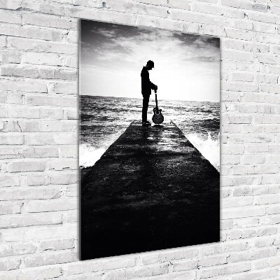 Staand plexiglas foto Gitarist op de pier