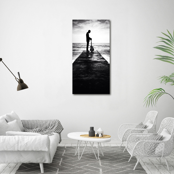 Staand plexiglas foto Gitarist op de pier