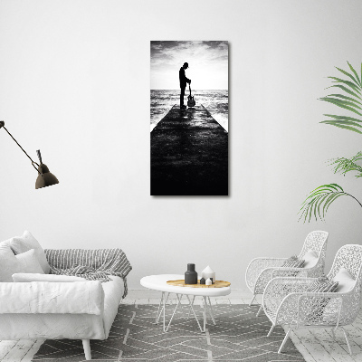 Staand plexiglas foto Gitarist op de pier