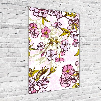 Fotoobraz na ścianę szkło akrylowe pionowy Kwiaty wiśni