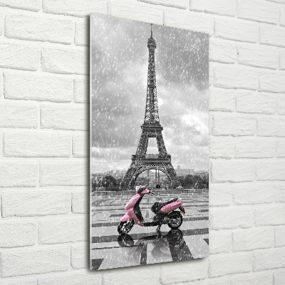 Staand foto in plexiglas Eiffeltoren scooter