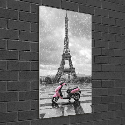 Staand foto in plexiglas Eiffeltoren scooter
