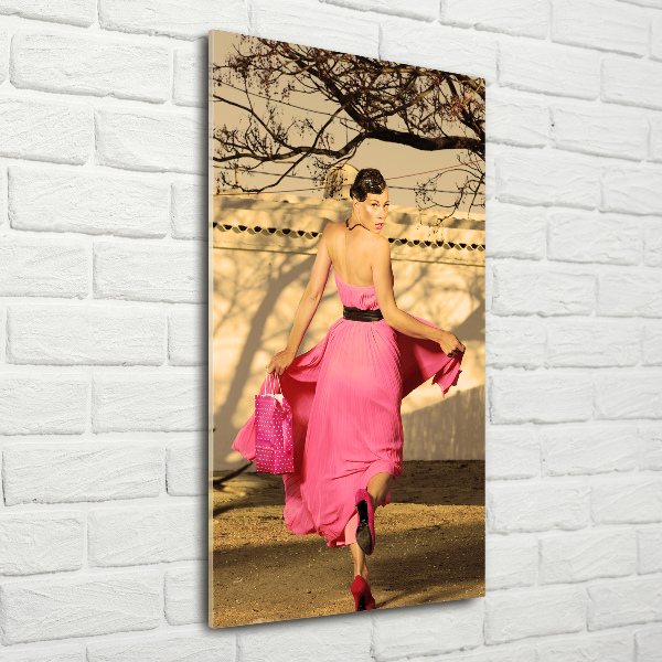 Staand plexiglas foto Vrouw in roze