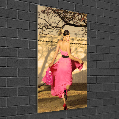 Staand plexiglas foto Vrouw in roze