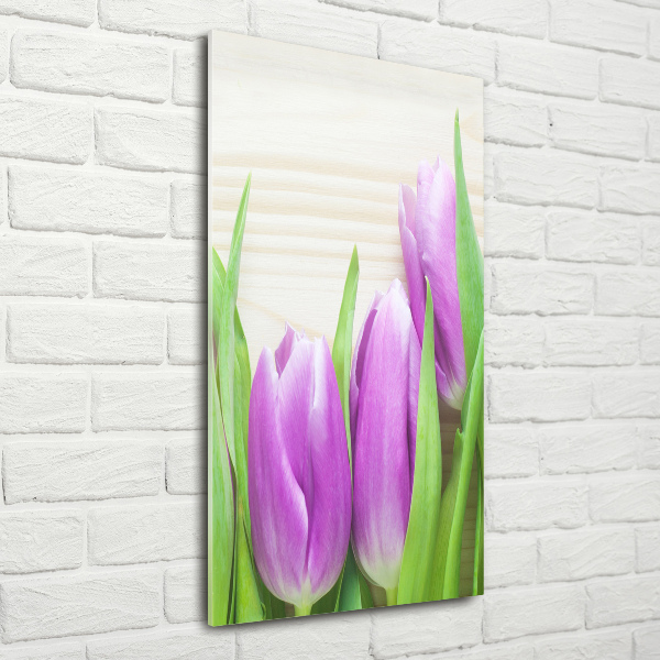 Staand foto op plexiglas Paarse tulpen