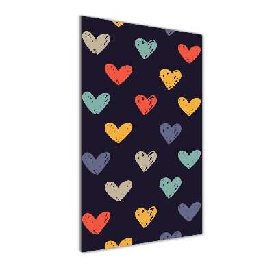 Obraz zdjęcie na ścianę akryl pionowy Kolorowe serca