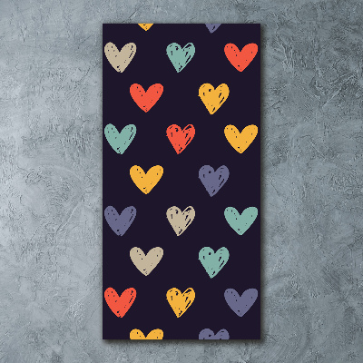 Obraz zdjęcie na ścianę akryl pionowy Kolorowe serca