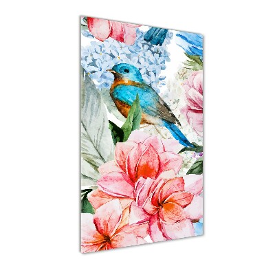 Staand foto in plexiglas Bloemen en vogels