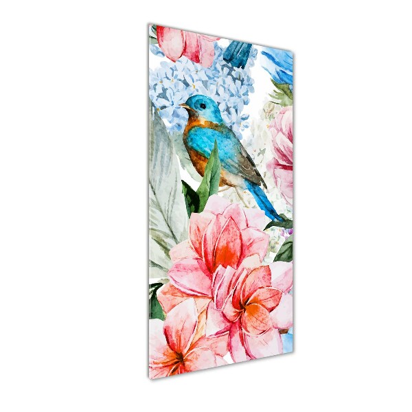 Staand foto in plexiglas Bloemen en vogels