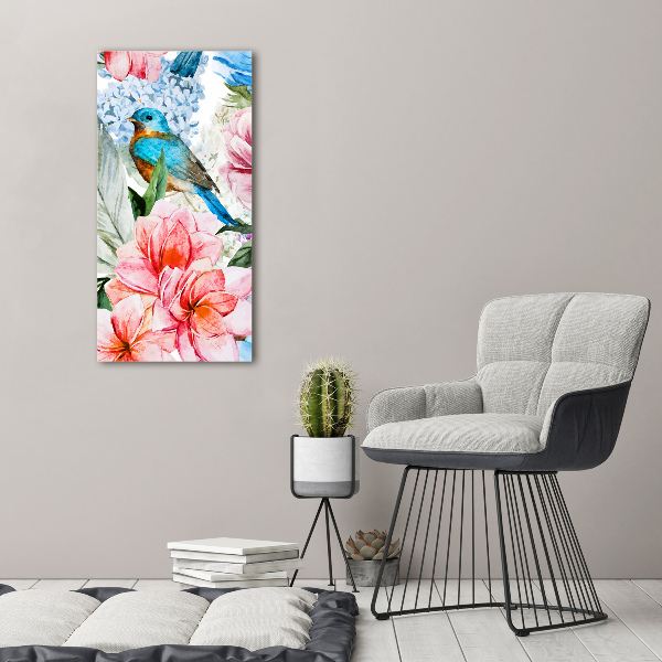 Staand foto in plexiglas Bloemen en vogels
