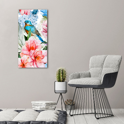 Staand foto in plexiglas Bloemen en vogels
