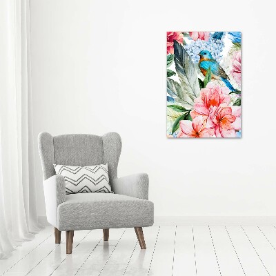 Staand foto in plexiglas Bloemen en vogels