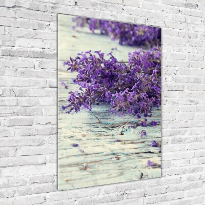 Staand foto plexiglas Lavendel op hout
