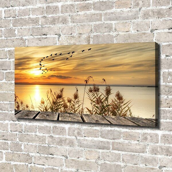 Canvas schilderij Steiger aan het meer