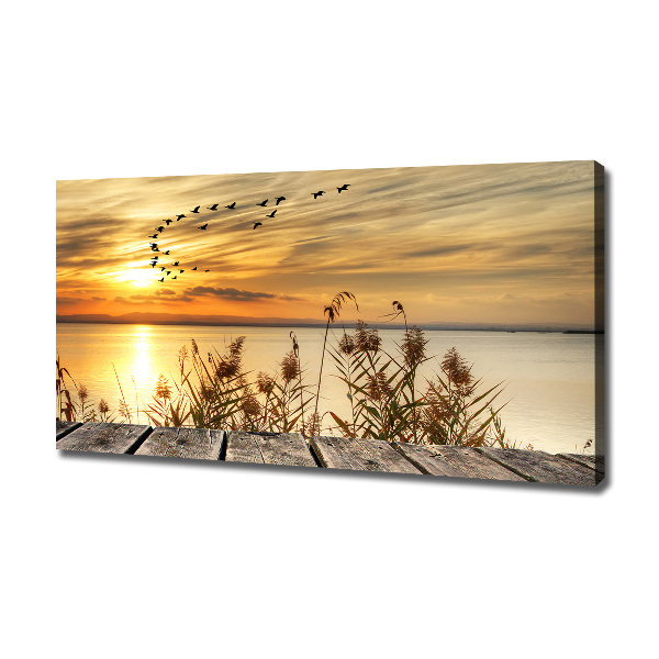 Canvas schilderij Steiger aan het meer