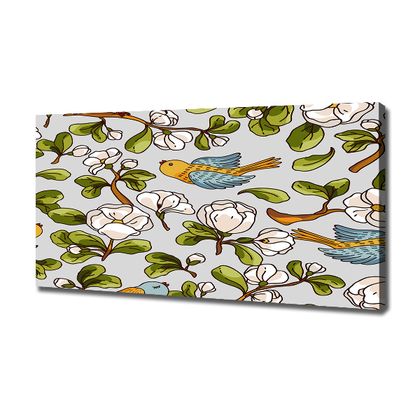 Foto obraz na płótnie Kwiaty i ptaki