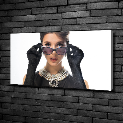 Canvas foto Vrouw met bril