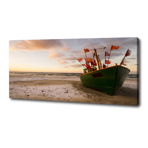 Foto op canvas Vissersboot strand