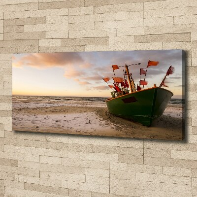 Foto op canvas Vissersboot strand