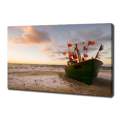 Foto op canvas Vissersboot strand