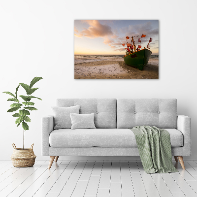 Foto op canvas Vissersboot strand