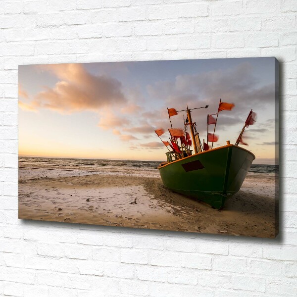 Foto op canvas Vissersboot strand