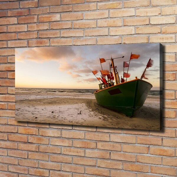 Foto op canvas Vissersboot strand
