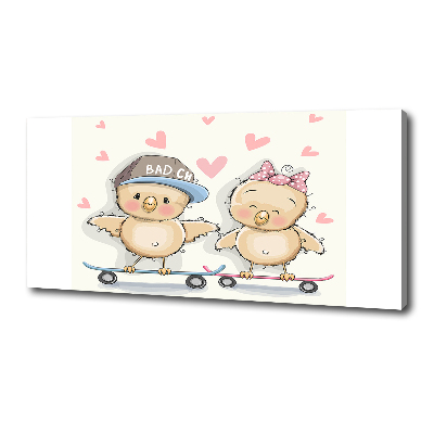 Canvas foto Vogels op een skateboard