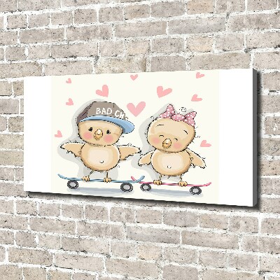 Foto obraz na płótnie Ptaki na deskorolce